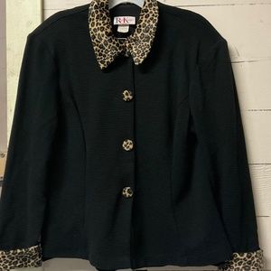 Black Stretch Knit Jacket & Skirt Size 16